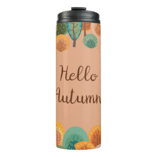 Herbstlandschaft mit abstrakter handgezeichneter E Thermosbecher