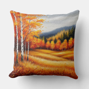 Herbstlandschaft mit Birken Kissen