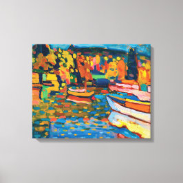 Herbstlandschaft mit Booten von Wassily Kandinsky Leinwanddruck