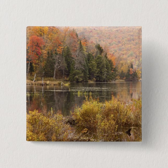 Herbstlandschaft mit See, Vermont, USA 3 Button (Vorderseite)