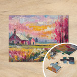 Herbstlandschaft Moderne Abstrakte Kunst<br><div class="desc">Ein lebendiges, modernes abstraktes Landschaftsbild eines Bauernhauses im Herbst mit warmen Orange-, Rosa- und Goldtönen mit ausdrucksvollen abstrakten Pinselstrichen. Die dynamische Komposition erfasst die Schönheit des Herbstes und erinnert an die Ruhe einer Landschaft. Die kühnen Farben und das fließende Pinsel schaffen ein Gefühl von Bewegung und Energie und geben diesem...</div>