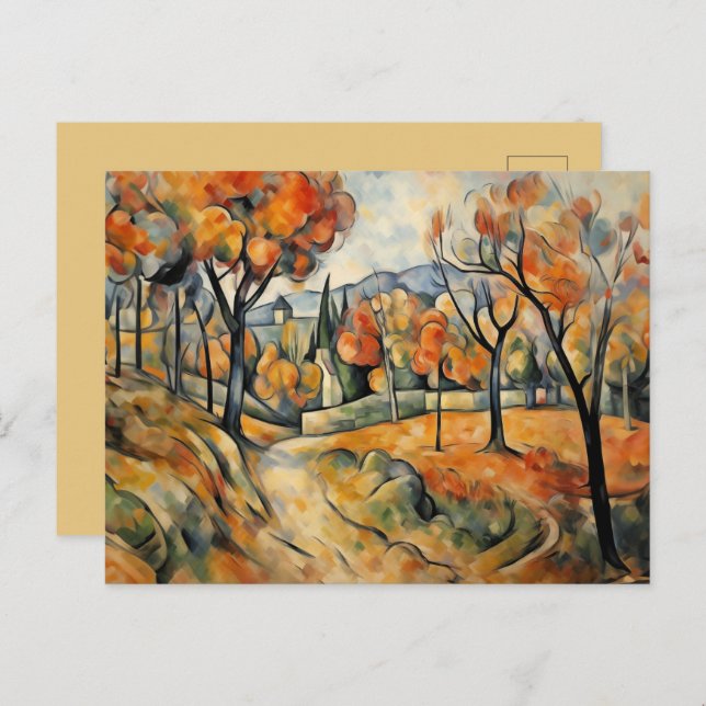 Herbstlandschaft Moderne Kunst Postkarte (Vorne/Hinten)