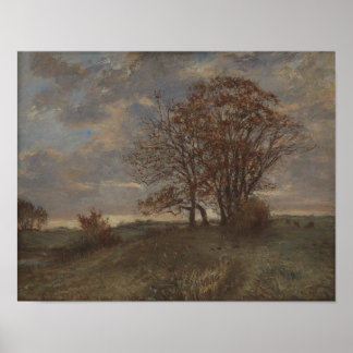 Herbstlandschaft. Öl auf Leinwand Vintag Poster