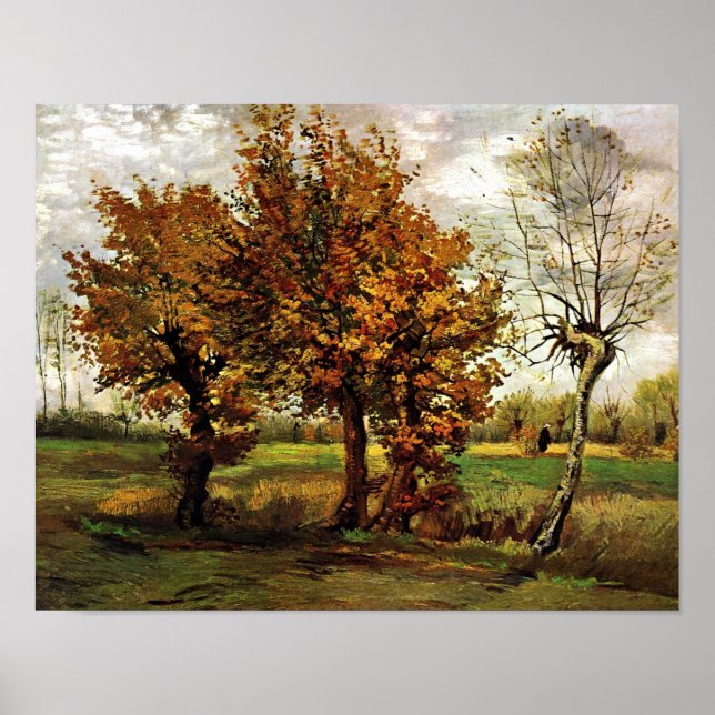 Herbstlandschaft Vier Bäume Van Gogh Kunst Poster (Vorne)