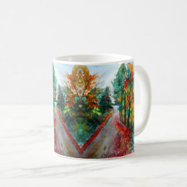 Herbstlandschaft Wasserfarbe Klassische weiße Tass Kaffeetasse