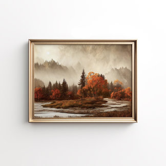 Herbstlandschaftsdruck, Herbstlaubkunst, Herbst Poster