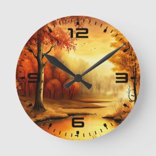 Herbstlandschaftsmalerei-87546 Runde Wanduhr