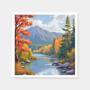 Herbstlandschaftsmalerei aus New England Serviette