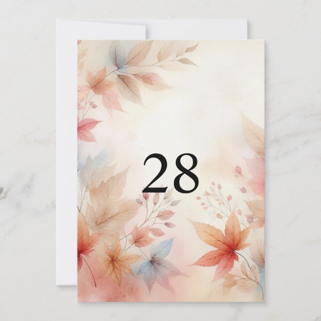 Herbstlaub Aquarell-Neutral-Kalligrafietext Einladung (Vorderseite)