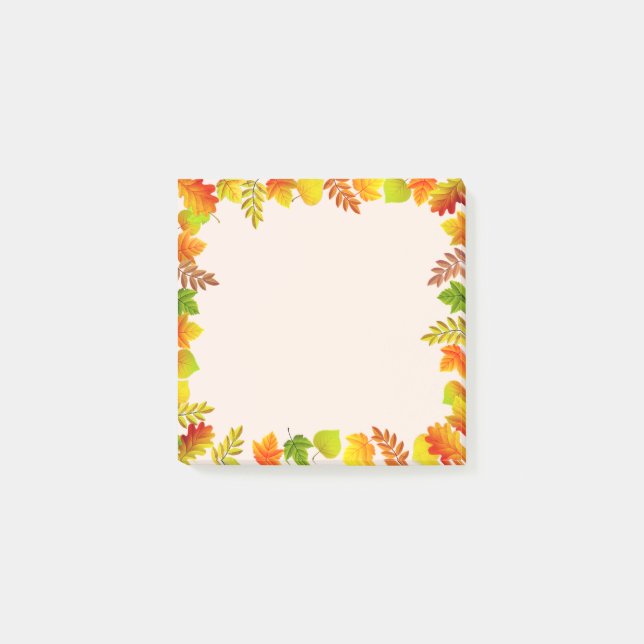 Herbstlaub auf hellbeigem Hintergrund Post-it Klebezettel (Vorderseite)