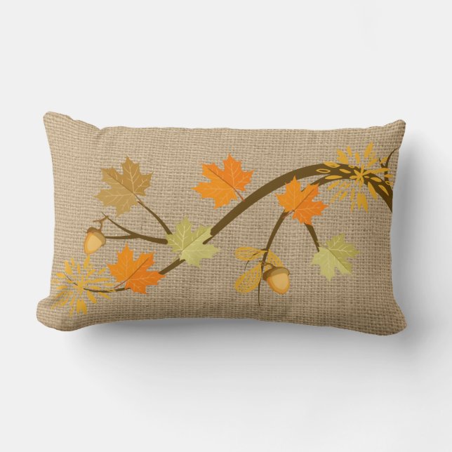Herbstlaub auf Imitat Leinwand-Kissen Lendenkissen (Vorderseite)