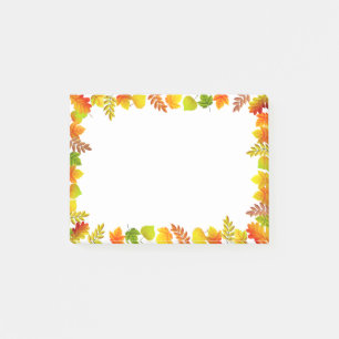 Herbstlaub auf Weiß Post-it Klebezettel