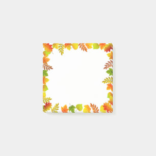 Herbstlaub auf Weiß Post-it Klebezettel