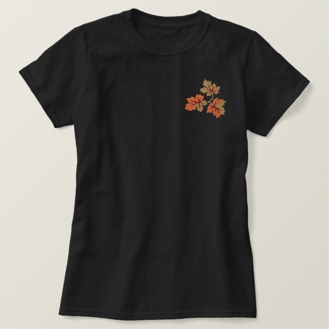 Herbstlaub Besticktes T-Shirt (Design vorne)