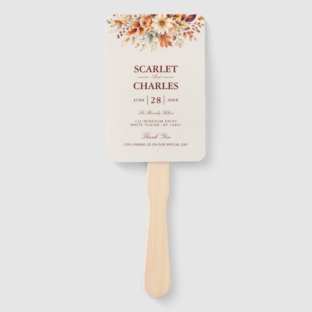 Herbstlaub Botanisches Hochzeitsprogramm im Herbst Fächer (Vorderseite)