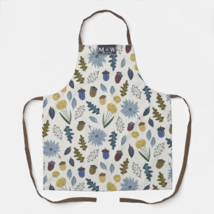 Herbstlaub Botanisches Muster Monogramm Schürze