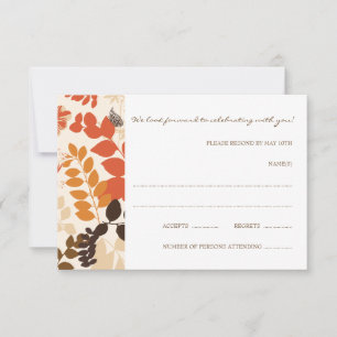 Herbstlaub Collage RSVP Karte Hochzeit