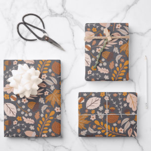 Herbstlaub, das nahtlose Muster der Herbstnacht Geschenkpapier Set