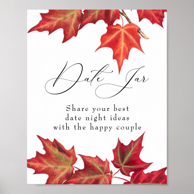 Herbstlaub Date Jar Fall Brautparty oder Hochzeit Poster (Vorne)