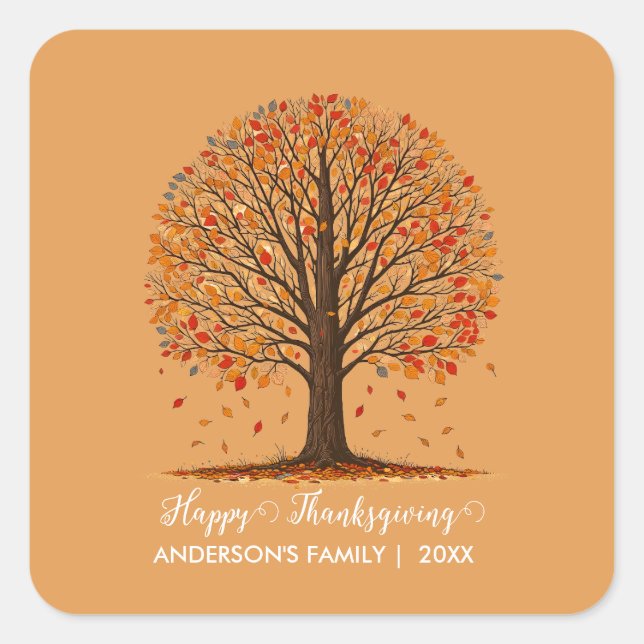Herbstlaub Erntedank Quadratischer Aufkleber (Vorderseite)