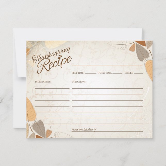 Herbstlaub Erntedank Rezept Card Einladung (Vorderseite)