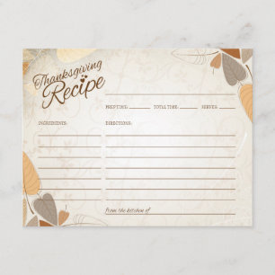 Herbstlaub Erntedank Rezept Card Einladung