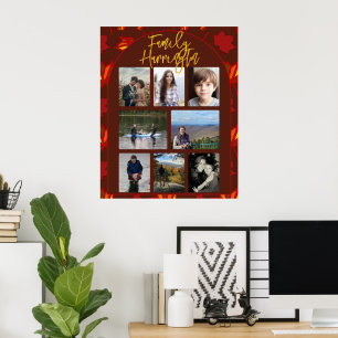 Herbstlaub-Familienfoto-Collage-Poster Poster