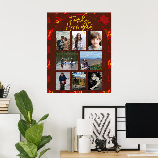Herbstlaub-Familienfoto-Collage-Poster Poster