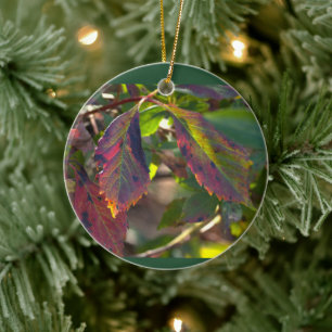 Herbstlaub-Foto-Ornament Keramik Ornament