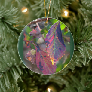 Herbstlaub-Foto-Ornament  Keramik Ornament