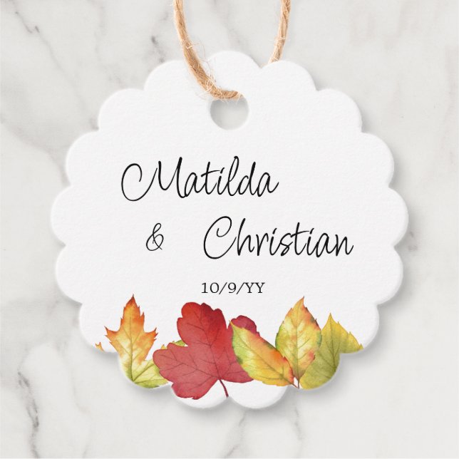 Herbstlaub Gastgeschenk Hochzeit Tags Geschenkanhänger (Vorderseite)