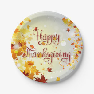 Herbstlaub glücklich Thanksgiving Paper Teller