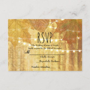 Herbstlaub-goldener Herbst-rustikales Holz UAWG RSVP Karte