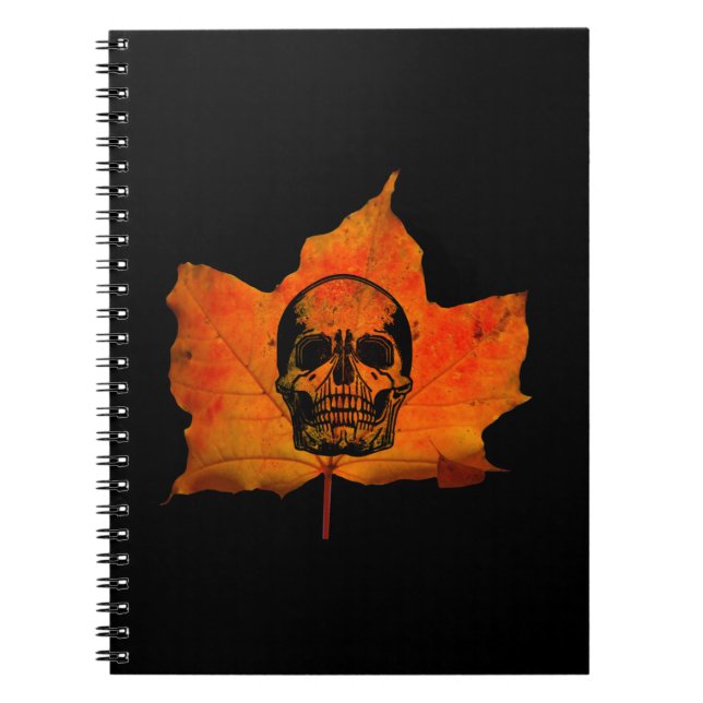HERBSTLAUB HALLOWEEN SKULL NOTIZBLOCK (Vorderseite)