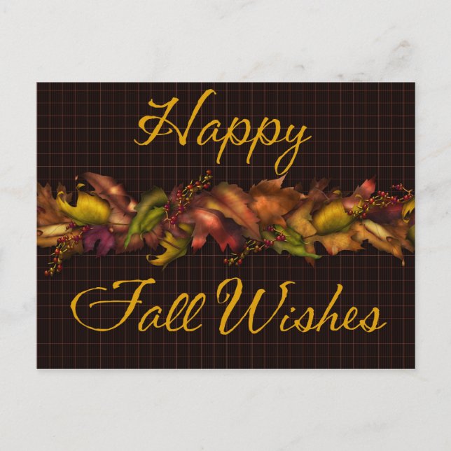 Herbstlaub - Happy Fall wünscht Postkarte (Vorderseite)