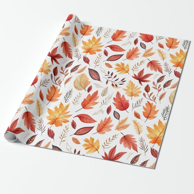 Herbstlaub Herbst Terracotta Brown Boho Muster Geschenkpapier (Ungerollt)