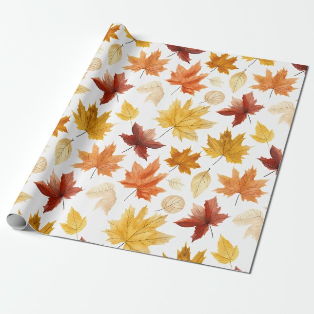 Herbstlaub Herbst Terracotta Brown Boho Muster Geschenkpapier (Ungerollt)