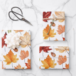 Herbstlaub Herbst Terracotta Brown Boho Muster Geschenkpapier Set
