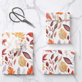 Herbstlaub Herbst Terracotta Brown Boho Muster Geschenkpapier Set