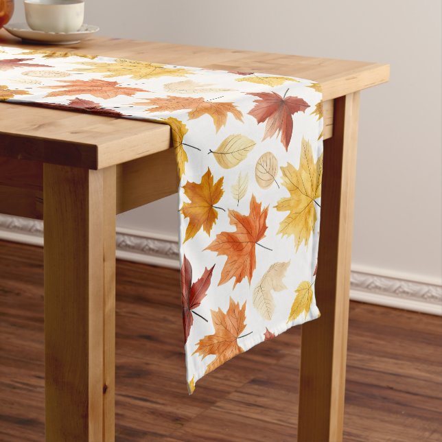 Herbstlaub Herbst Terracotta Brown Boho Muster Großer Tischläufer (Beispiel)