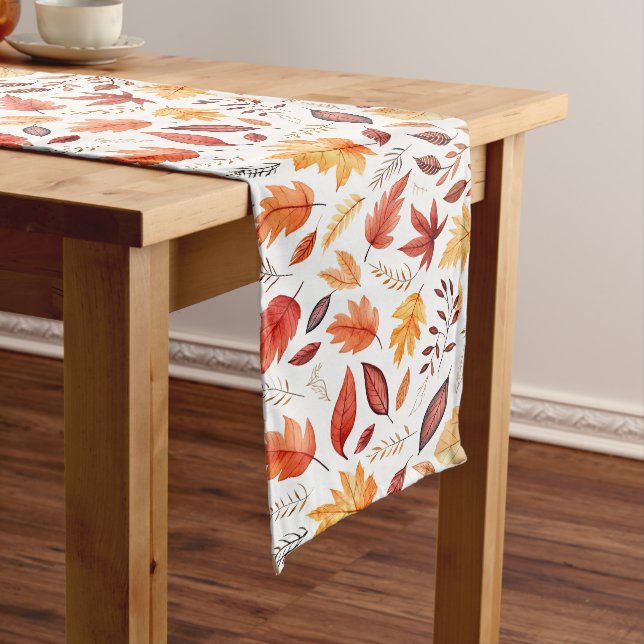 Herbstlaub Herbst Terracotta Brown Boho Muster Großer Tischläufer (Beispiel)