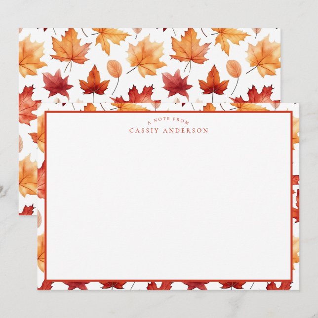 Herbstlaub Herbst Terracotta Brown Boho Muster Mitteilungskarte (Vorne/Hinten)