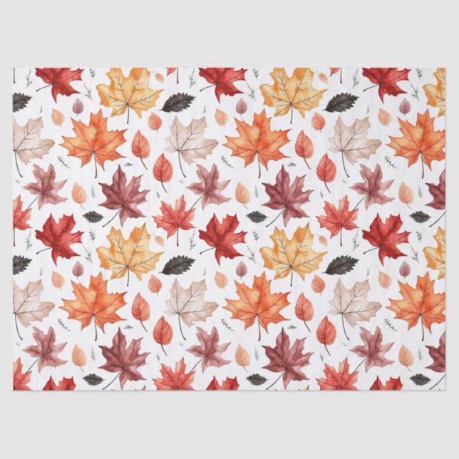 Herbstlaub Herbst Terracotta Brown Boho Muster Seidenpapier (Vorderseite)