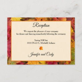 Herbstlaub Herbstfarben Hochzeitsempfang Begleitkarte