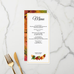 Herbstlaub - Herbstfarben - Hochzeitsmenü personal Menükarte
