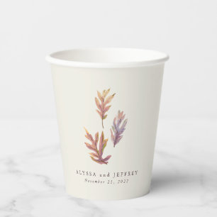 Herbstlaub Herbsthochzeit personalisierte Pflaume Pappbecher