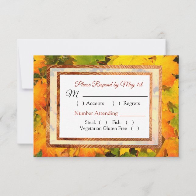 Herbstlaub Herbsthochzeit RSVP-Karte RSVP Karte (Vorderseite)