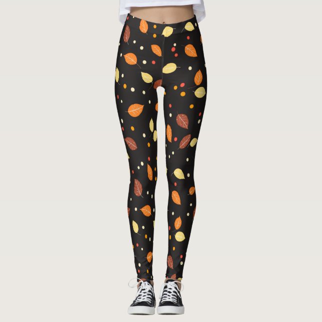 Herbstlaub Herbstmuster Leggings (Vorderseite)