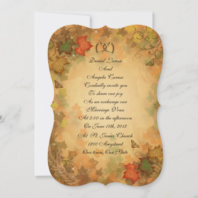 Herbstlaub Hochzeit Einladung (Vorderseite)