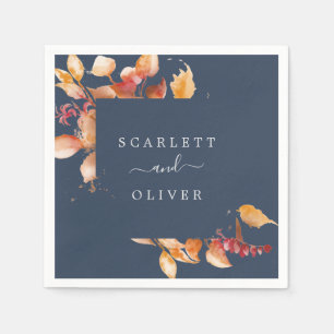 Herbstlaub   Hochzeit von Navy Blue & Burgund Serviette